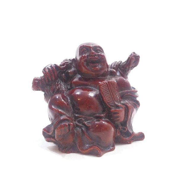 Laughing Buddha Statue Happy Mini Miniature 2"  Idol Buddhism Wealth Good Luck - Picture 2 of 9